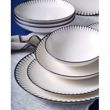 Juego de vajilla de 24 piezas, porcelana, blanco/negro