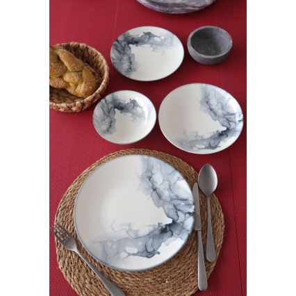 Juego de vajilla de 24 piezas, porcelana, blanco/negro