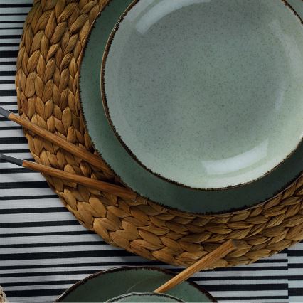 Juego de vajilla de 24 piezas, verde/porcelana