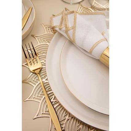 Juego de vajilla de 26 piezas blanco/dorado/porcelana