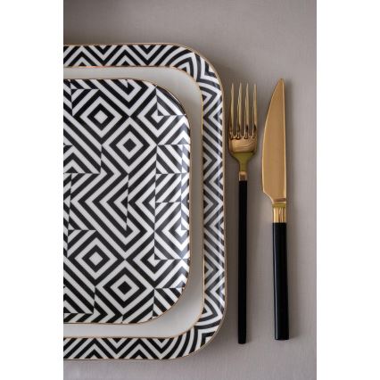 Juego de vajilla de 26 piezas blanco/negro/porcelana