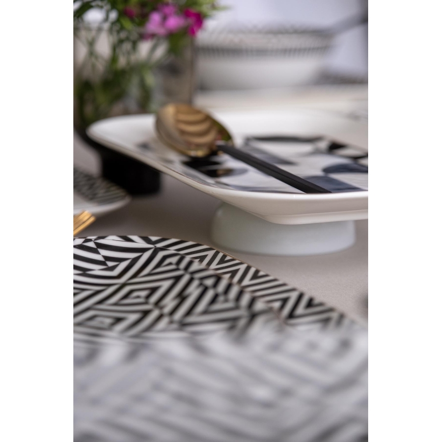 Juego de vajilla de 26 piezas blanco/negro/porcelana