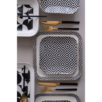 Juego de vajilla de 26 piezas blanco/negro/porcelana