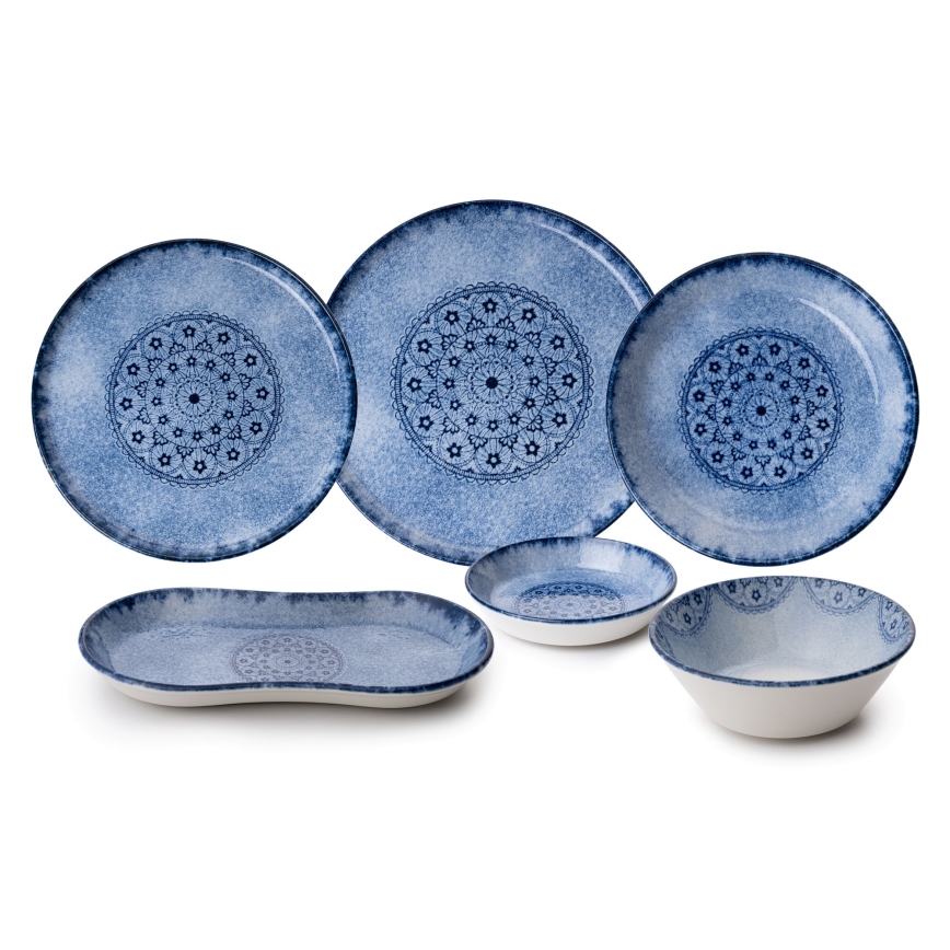 Juego de vajilla de 27 piezas, azul/porcelana