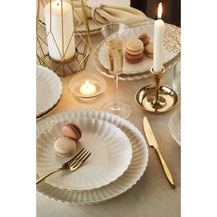 Juego de vajilla de 27 piezas blanco/dorado/porcelana