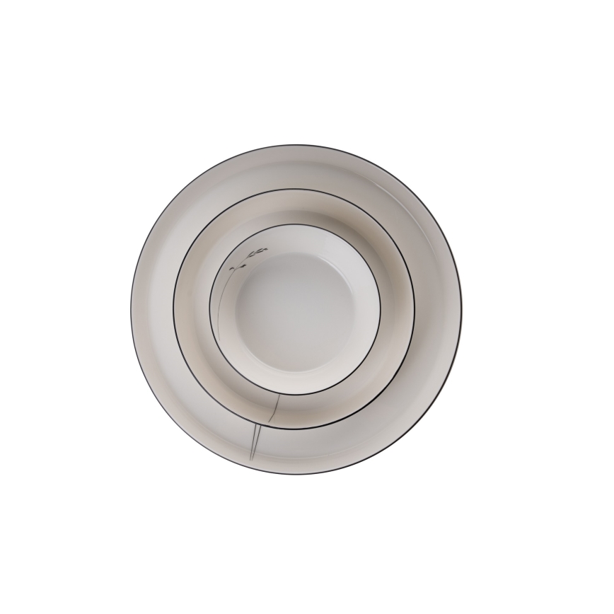 Juego de vajilla de 27 piezas blanco/negro/porcelana