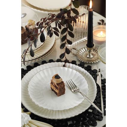 Juego de vajilla de 27 piezas blanco/plateado/porcelana