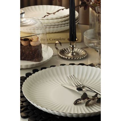 Juego de vajilla de 27 piezas blanco/plateado/porcelana