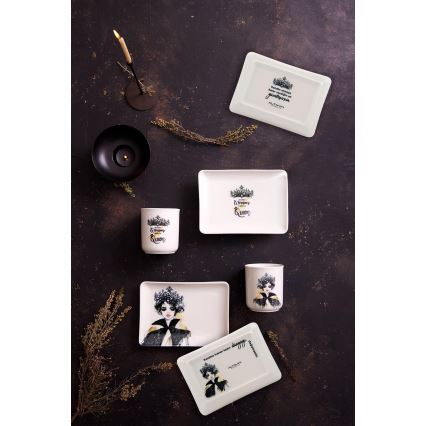 Juego de vajilla de 4 piezas en porcelana, negro/blanco