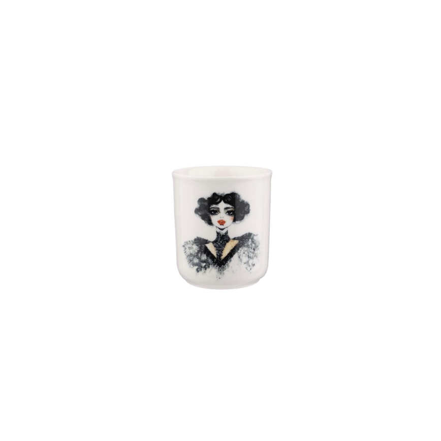 Juego de vajilla de 4 piezas, porcelana, negro/blanco