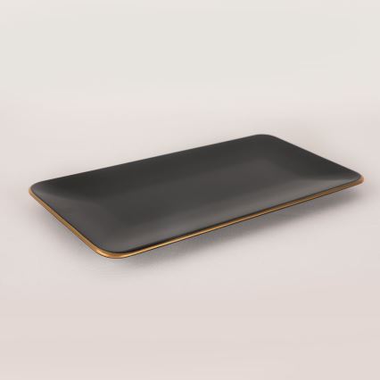 Juego de vajilla de 44 piezas, negro/dorado, en loza