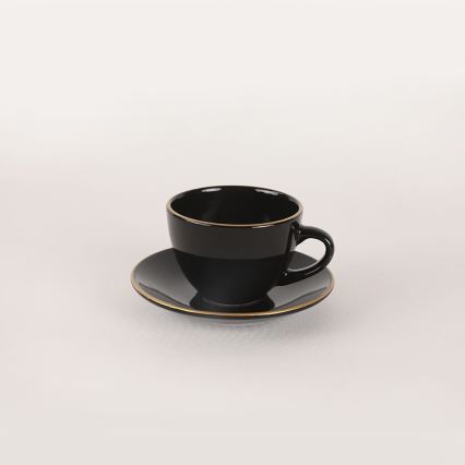 Juego de vajilla de 44 piezas, negro/dorado, en loza