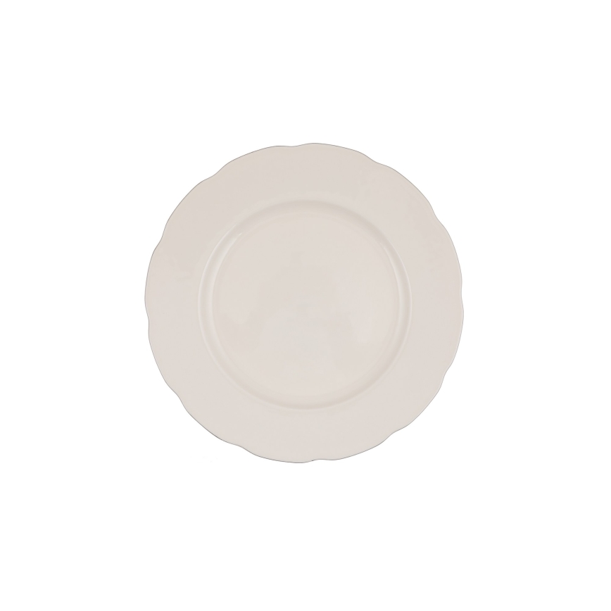 Juego de vajilla de 54 piezas, porcelana, blanco/plateado/marfil