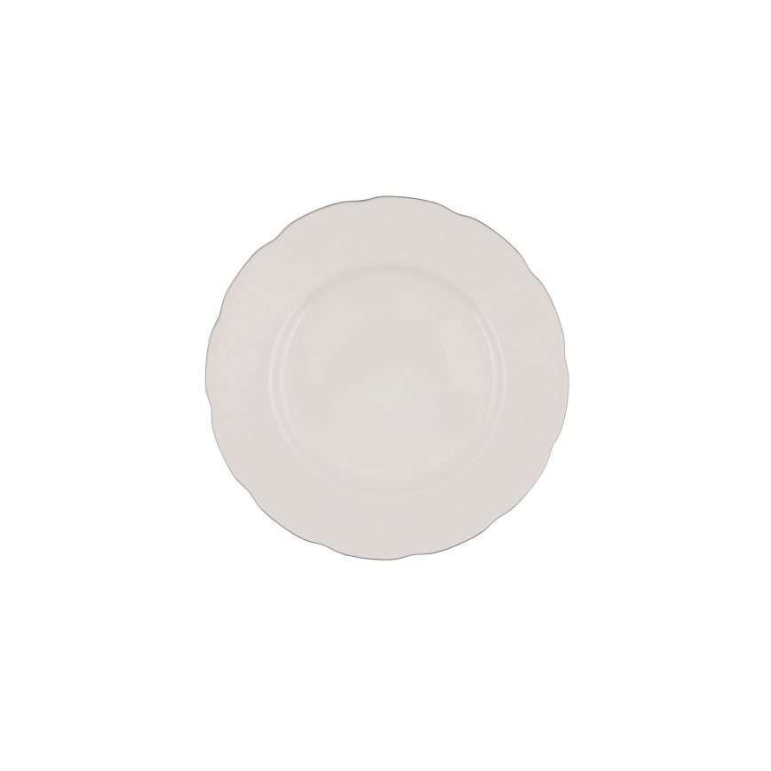 Juego de vajilla de 54 piezas, porcelana, blanco/plateado/marfil