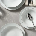 Juego de vajilla de 8 piezas blanco/plateado, porcelana
