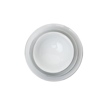 Juego de vajilla de 8 piezas blanco/plateado, porcelana
