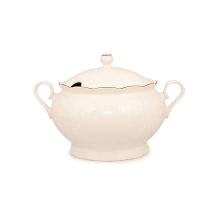 Juego de vajilla de 83 piezas, porcelana, blanco/cobre