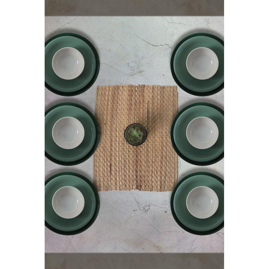 Juego de vajilla de cerámica de 18 piezas — verde y blanco