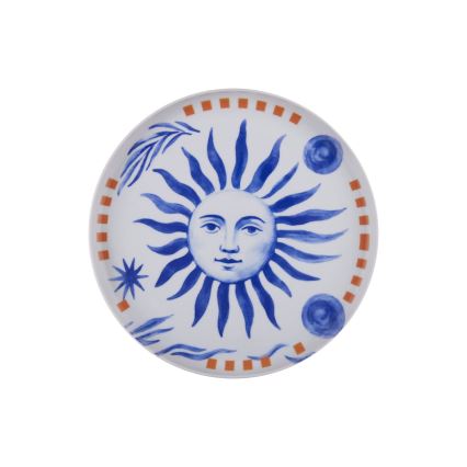 Juego de vajilla de porcelana de 12 piezas, rojo/azul/blanco