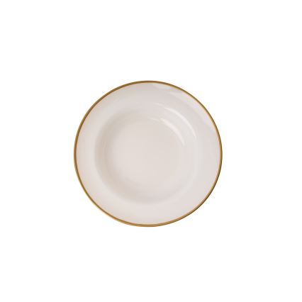 Juego de vajilla de porcelana de 18 piezas, beige con detalles dorados