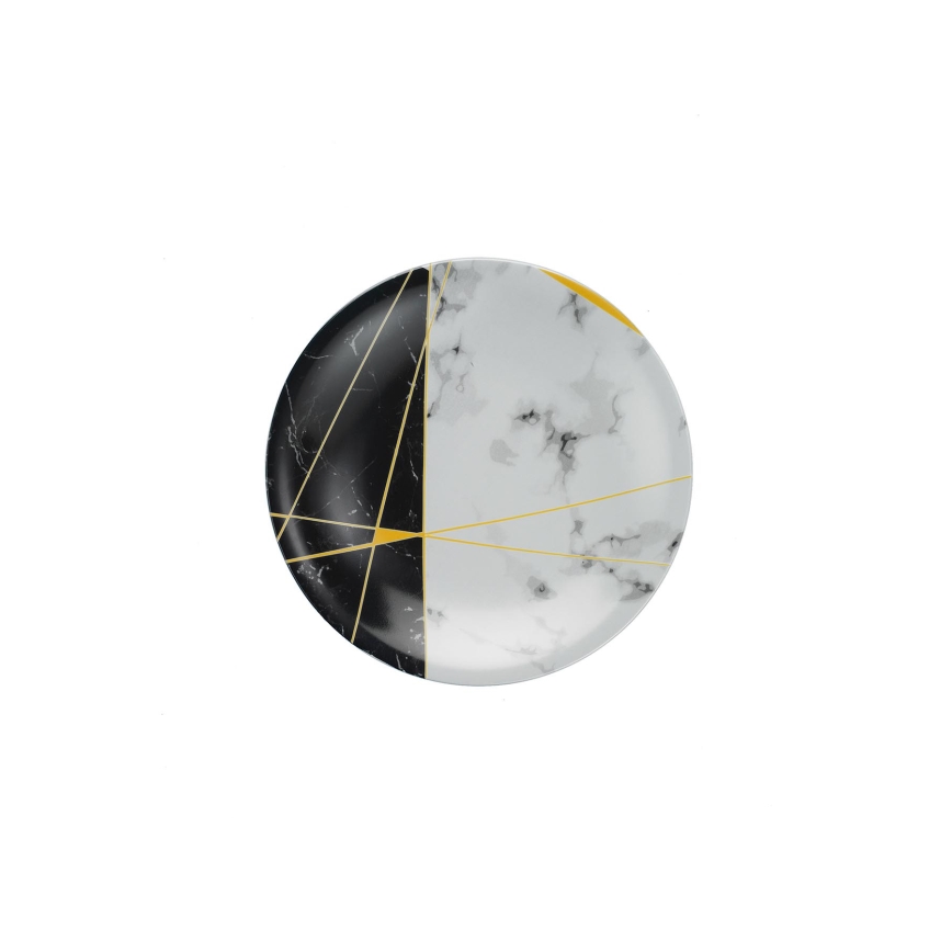 Juego de vajilla de porcelana de 24 piezas, disponible en negro, blanco o dorado