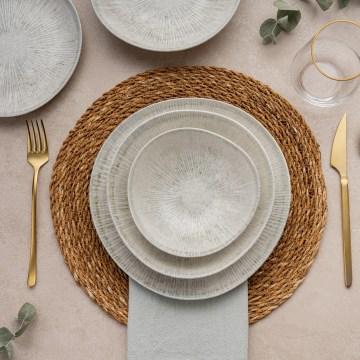 Juego de vajilla de porcelana gris, 24 piezas