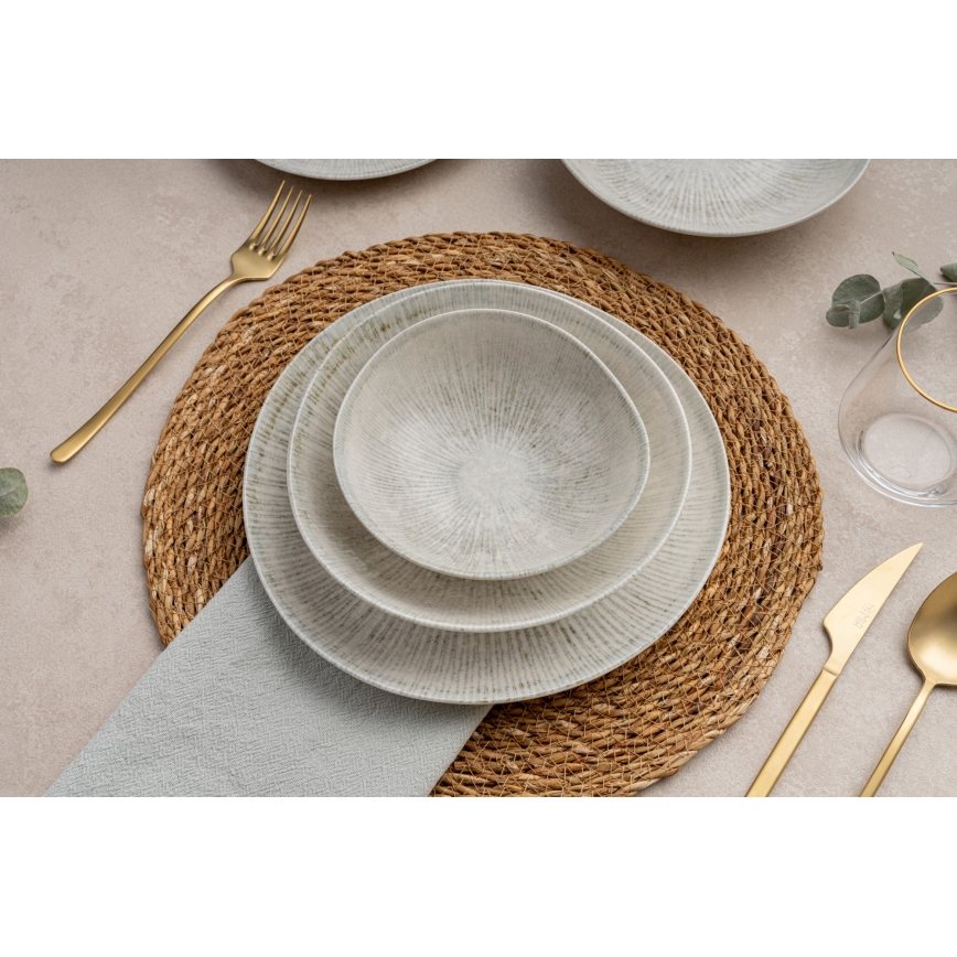 Juego de vajilla de porcelana gris, 24 piezas