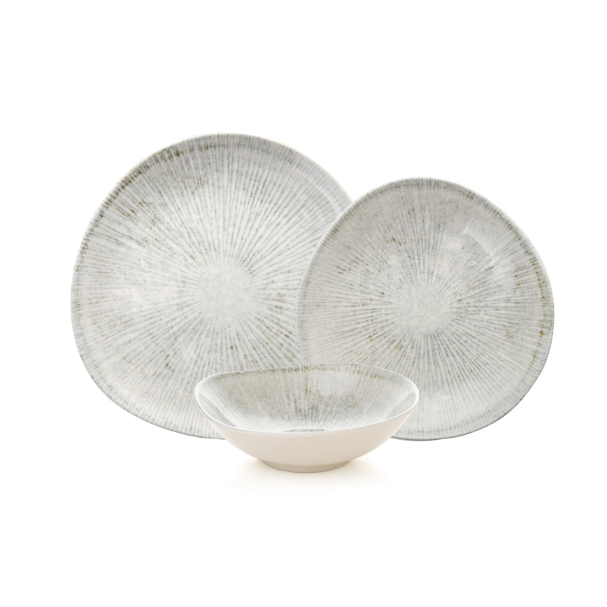 Juego de vajilla de porcelana gris, 24 piezas