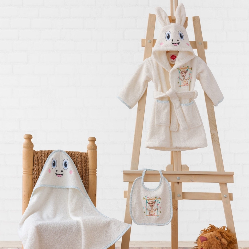Juego infantil de toalla ZURAFA - albornoz, toalla, toallita de baño beige
