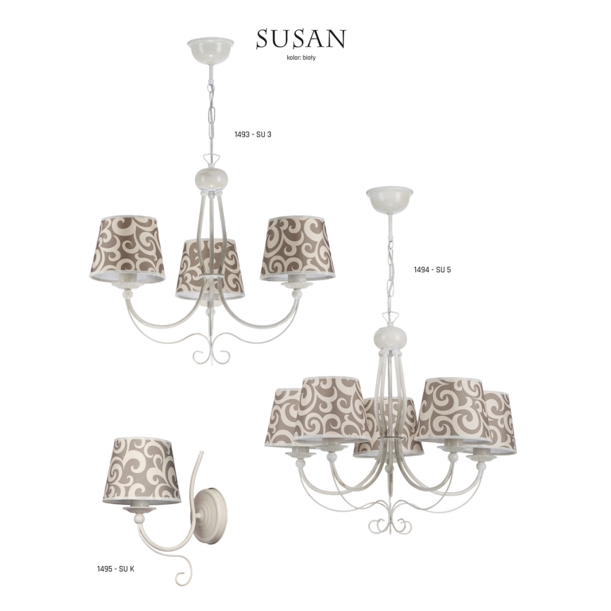 Jupiter 1493 - Lámpara colgante SUSAN 3xE27/60W/230V