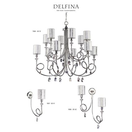 Jupiter 1596 - DE 12 CH - Lámpara colgante cristal DELFINA 12xE14/40W