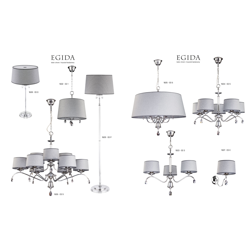 Jupiter 1609 - EG P CH - Lámpara de pie de cristal EGIDA 3xE27/60W/230V