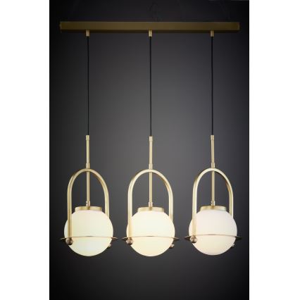 Jupiter 1917 - Lámpara colgante con cable ROSSO 3xE27/15W/230V dorada