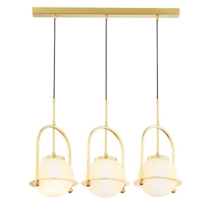 Jupiter 1917 - Lámpara colgante con cable ROSSO 3xE27/15W/230V dorada