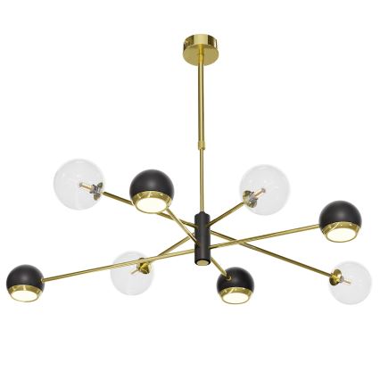Jupiter 1973 - Lámpara colgante MOKA 4xGU10/10W/230V + 4xG9/10W/230V dorado/negro/transparente