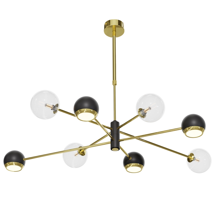 Jupiter 1973 - Lámpara colgante MOKA 4xGU10/10W/230V + 4xG9/10W/230V dorado/negro/transparente