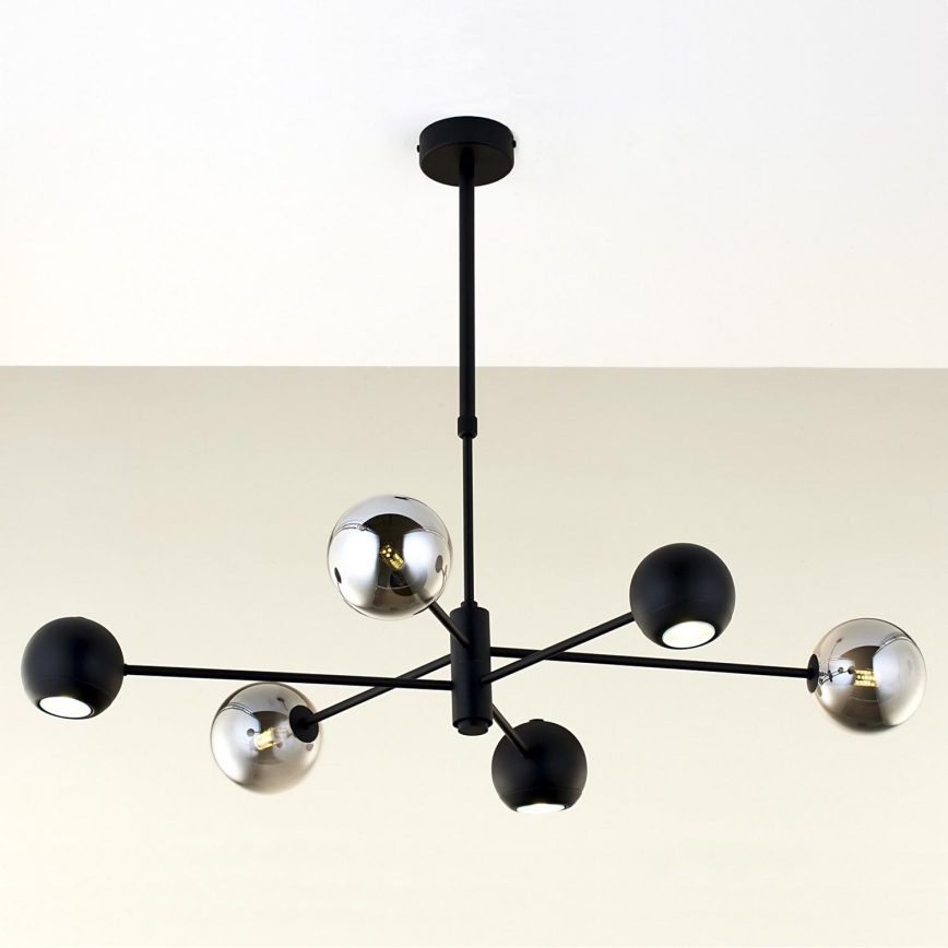 Jupiter 1974 - Lámpara colgante MOKA 3xGU10/10W/230V + 3xG9/10W/230V negro/cromo brillante