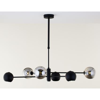 Jupiter 1974 - Lámpara colgante MOKA 3xGU10/10W/230V + 3xG9/10W/230V negro/cromo brillante