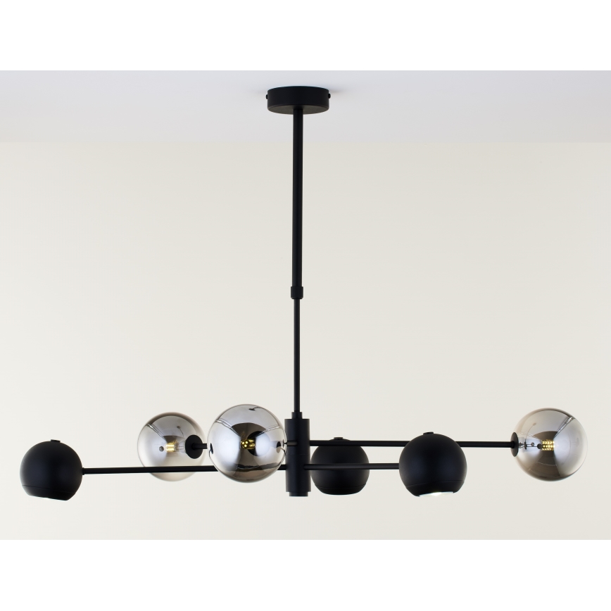 Jupiter 1974 - Lámpara colgante MOKA 3xGU10/10W/230V + 3xG9/10W/230V negro/cromo brillante