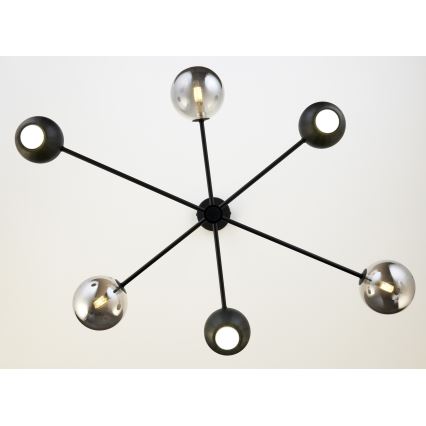 Jupiter 1974 - Lámpara colgante MOKA 3xGU10/10W/230V + 3xG9/10W/230V negro/cromo brillante