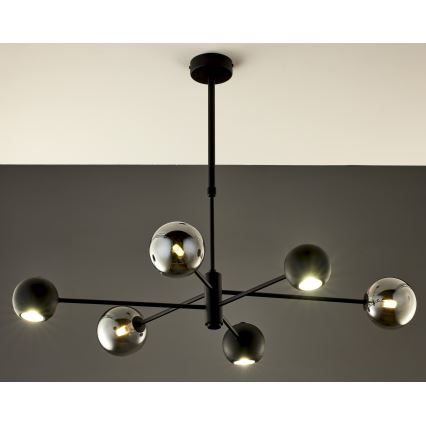 Jupiter 1974 - Lámpara colgante MOKA 3xGU10/10W/230V + 3xG9/10W/230V negro/cromo brillante