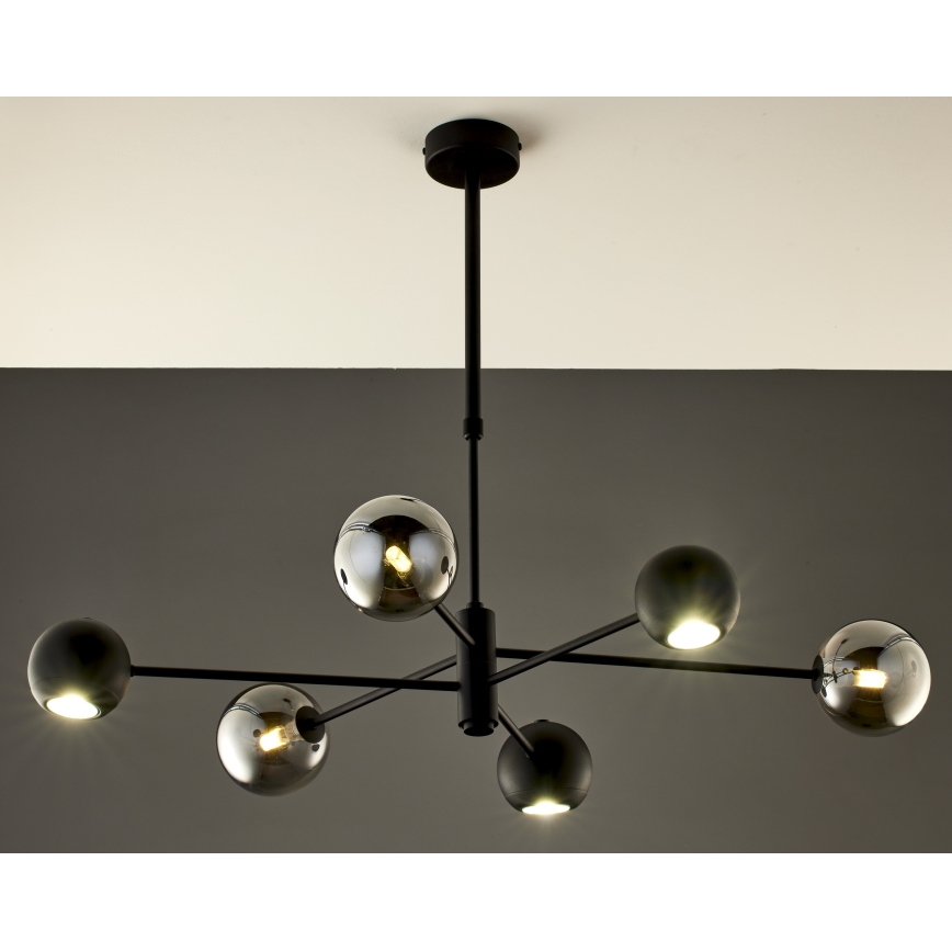 Jupiter 1974 - Lámpara colgante MOKA 3xGU10/10W/230V + 3xG9/10W/230V negro/cromo brillante