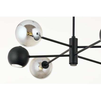 Jupiter 1974 - Lámpara colgante MOKA 3xGU10/10W/230V + 3xG9/10W/230V negro/cromo brillante