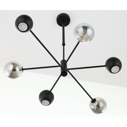 Jupiter 1974 - Lámpara colgante MOKA 3xGU10/10W/230V + 3xG9/10W/230V negro/cromo brillante