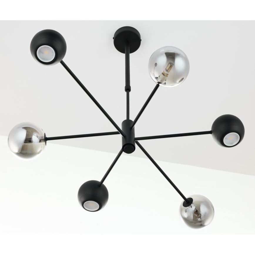 Jupiter 1974 - Lámpara colgante MOKA 3xGU10/10W/230V + 3xG9/10W/230V negro/cromo brillante