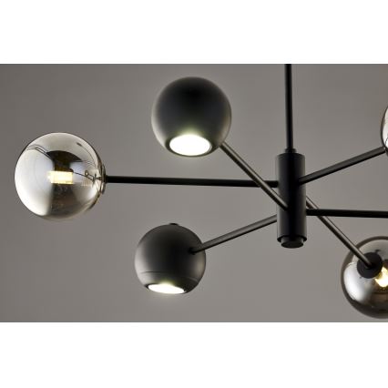 Jupiter 1974 - Lámpara colgante MOKA 3xGU10/10W/230V + 3xG9/10W/230V negro/cromo brillante