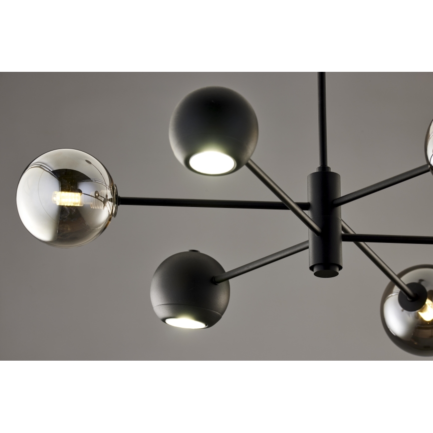 Jupiter 1974 - Lámpara colgante MOKA 3xGU10/10W/230V + 3xG9/10W/230V negro/cromo brillante