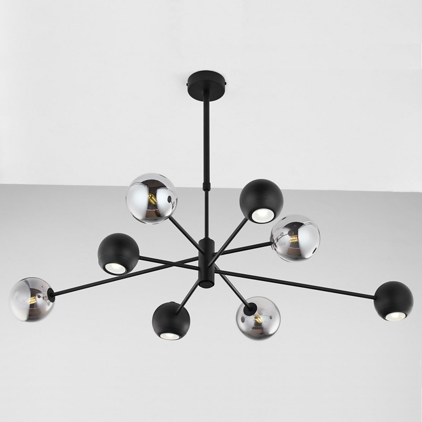 Jupiter 1975 - Lámpara colgante MOKA 4xGU10/10W/230V + 4xG9/10W/230V negro/cromo brillante
