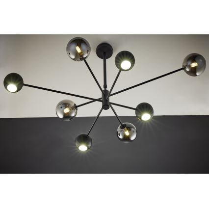 Jupiter 1975 - Lámpara colgante MOKA 4xGU10/10W/230V + 4xG9/10W/230V negro/cromo brillante