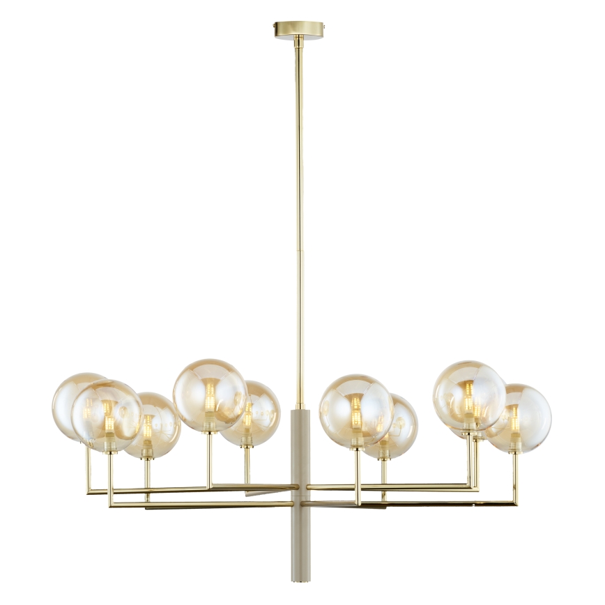 Jupiter 1977 - Lámpara colgante FEME 10xG9/10W/230V dorado/beige